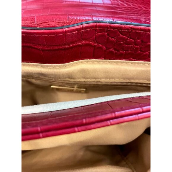 Giani Bernini Red Croc Embossed Crossbody Bag Purse Gold Hardware Adj Strap - Picture 5 of 8